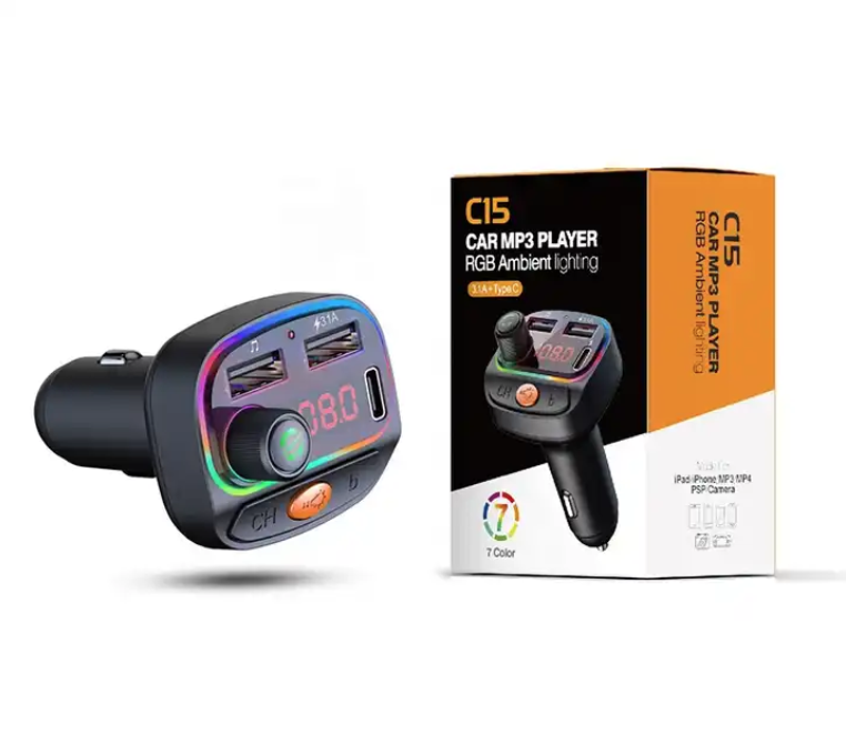 C15 Car Charger / MP3 Player RGB Ambient Lighting (A+C) FM TRANSMITTER